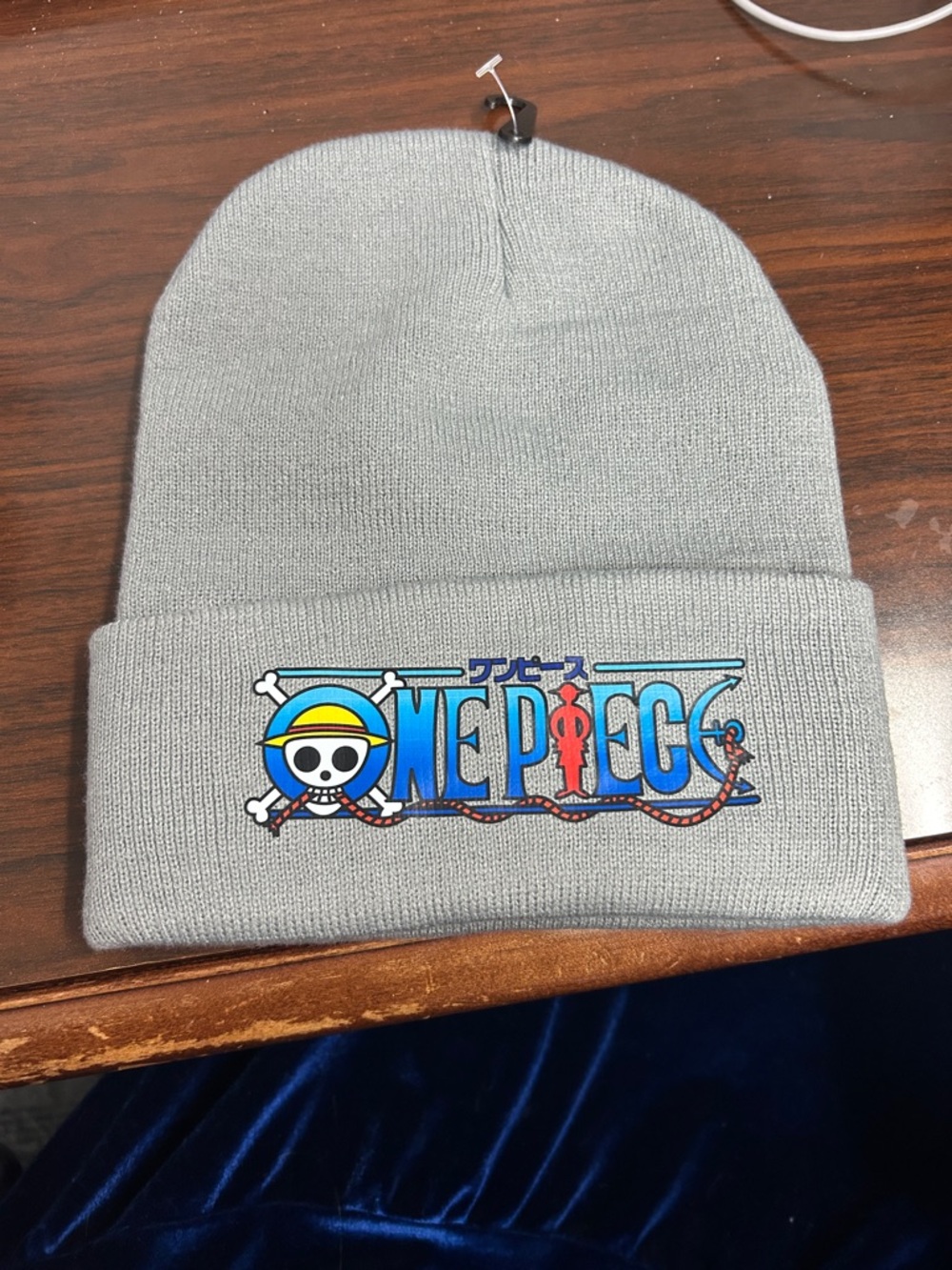 Onepiece Light Gray Beanie with Colorful Logo
